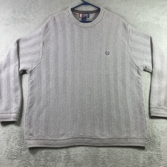 Vintage Ralph Lauren Chaps Sweater Men 2XL XXL Gray Pullover Knit LS Crest Logo - Picture 1 of 15